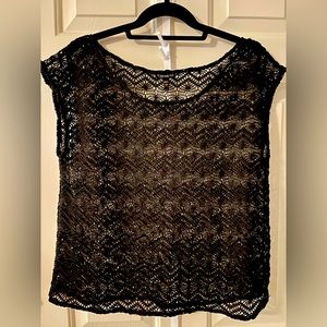 Express Sequin Net Sweater Black sz Lg